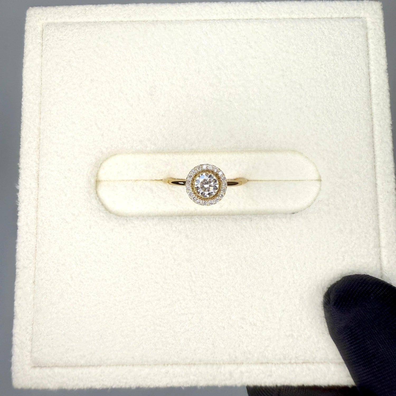 Round Lab Grown Diamond Halo Promise Ring In 14K Solid Gold/Platinum - Rings