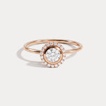 14K Solid Gold Halo Solitaire Ring With 0.44CTW Lab Diamond - Rings