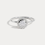 14K Solid Gold Halo Solitaire Ring With 0.44CTW Lab Diamond - Rings