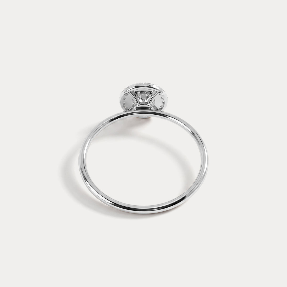 14K Solid Gold Halo Solitaire Ring With 0.44CTW Lab Diamond - Rings