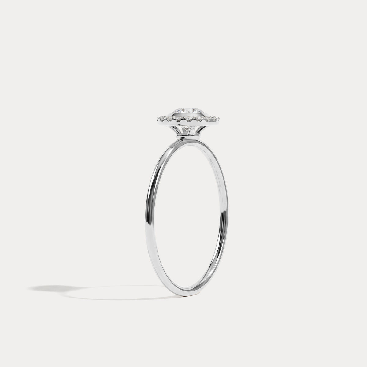 14K Solid Gold Halo Solitaire Ring With 0.44CTW Lab Diamond - Rings