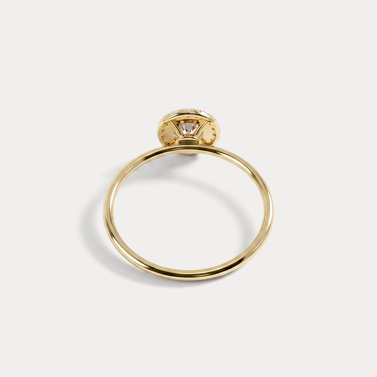 14K Solid Gold Halo Solitaire Ring With 0.44CTW Lab Diamond - Rings