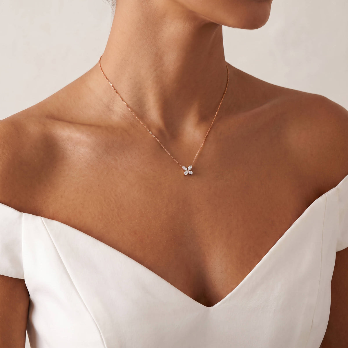 0.5CTW Lab Grown Diamond Butterfly Necklace In 14K Solid Gold/Platinum - Necklaces