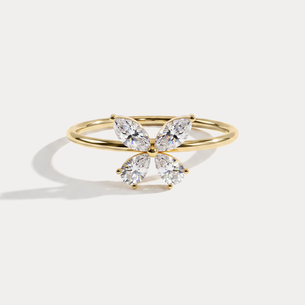 0.5CTW Lab Grown Diamond Butterfly Ring in 14K Solid Gold/Platinum