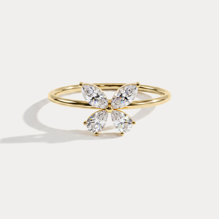 0.5CTW Lab Grown Diamond Butterfly Ring in 14K Solid Gold/Platinum - Rings