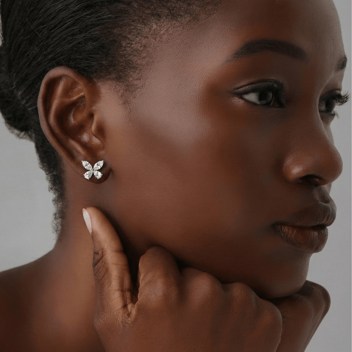 1CTW Lab Grown Diamond Butterfly Stud Earring - Earrings