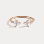 14K Solid Gold Cuff Open Promise Ring With Lab Diamond - Rings