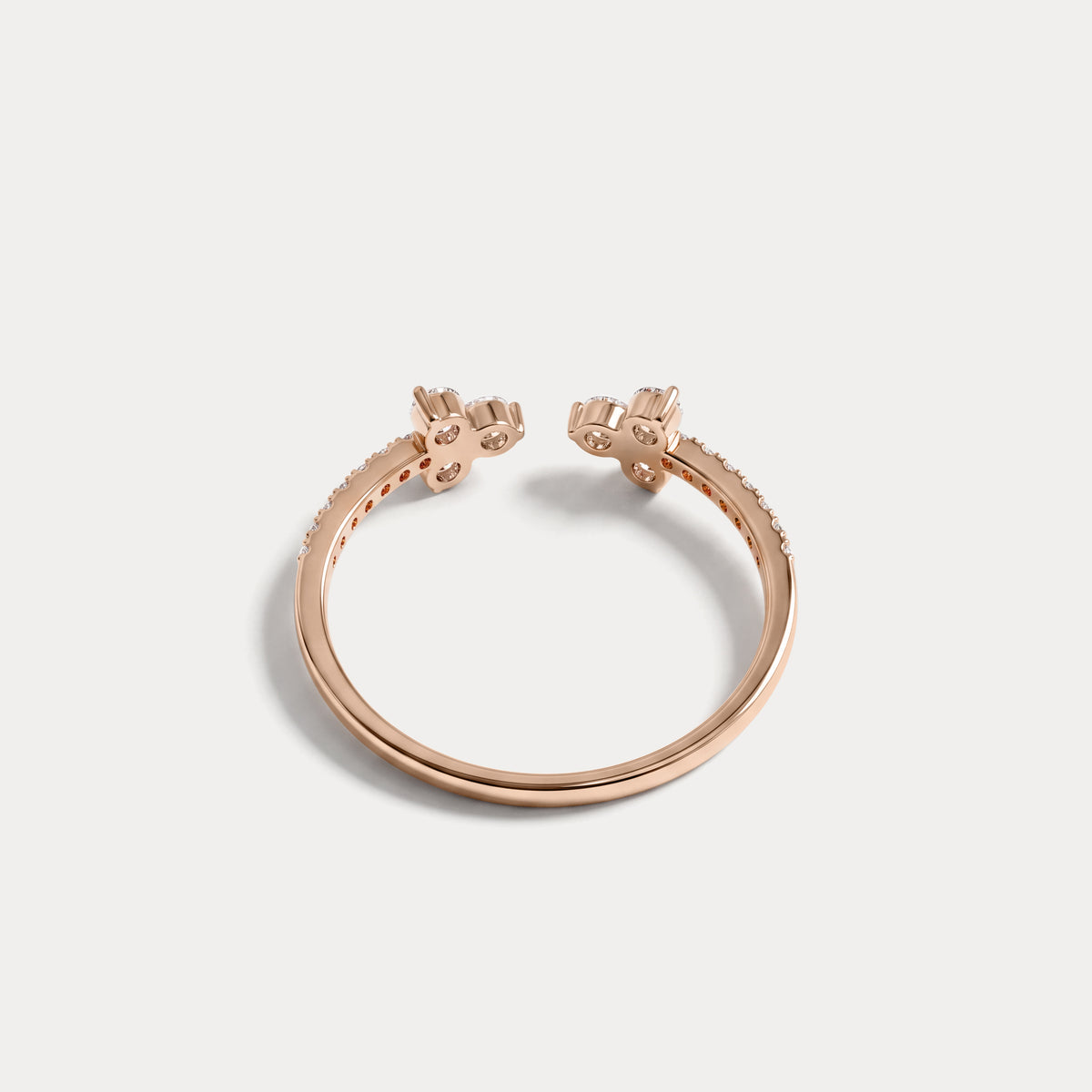 14K Solid Gold Cuff Open Promise Ring With Lab Diamond - Rings