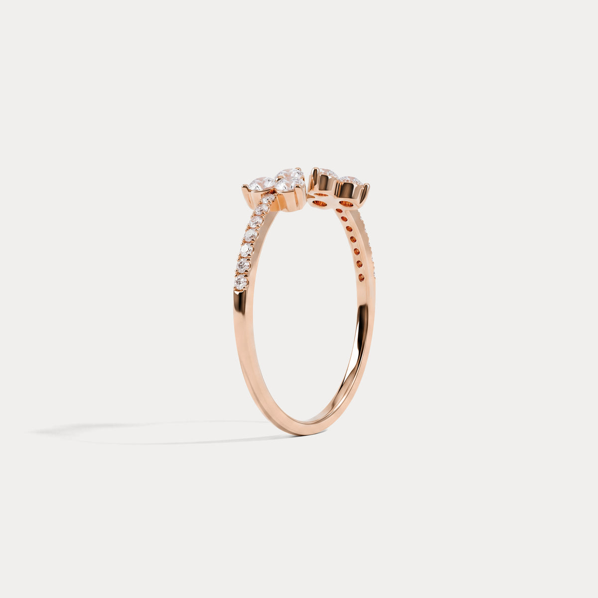 14K Solid Gold Cuff Open Promise Ring With Lab Diamond - Rings