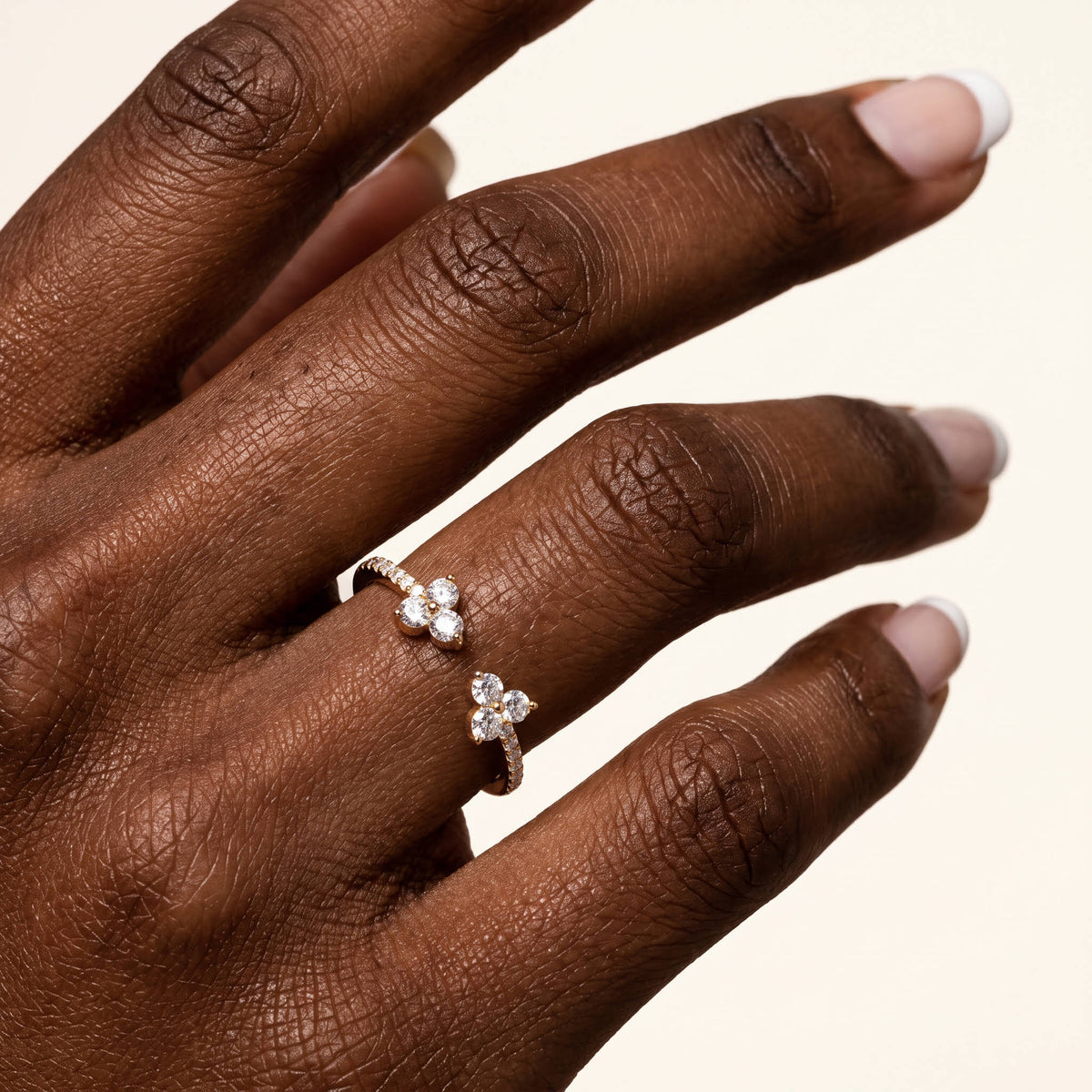 14K Solid Gold Cuff Open Promise Ring With Lab Diamond - Rings
