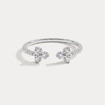14K Solid Gold Cuff Open Promise Ring With Lab Diamond - Rings