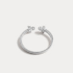 14K Solid Gold Cuff Open Promise Ring With Lab Diamond - Rings