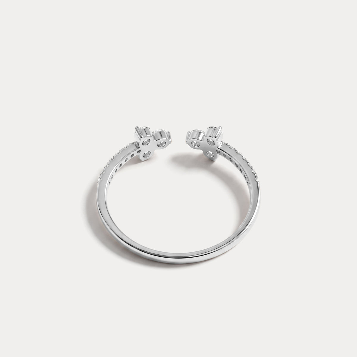 14K Solid Gold Cuff Open Promise Ring With Lab Diamond - Rings