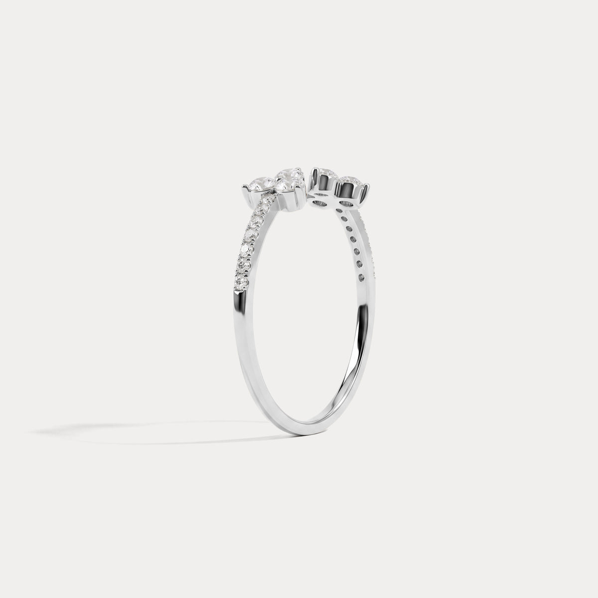 14K Solid Gold Cuff Open Promise Ring With Lab Diamond - Rings