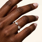 14K Solid Gold Cuff Open Promise Ring With Lab Diamond - Rings
