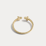 14K Solid Gold Cuff Open Promise Ring With Lab Diamond - Rings
