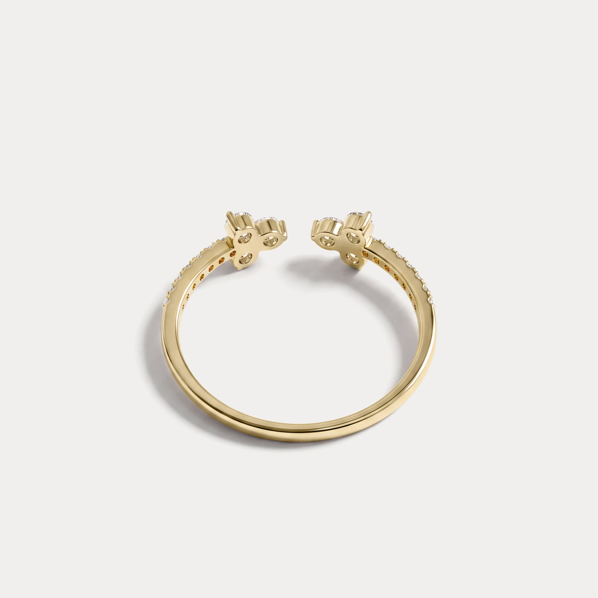14K Solid Gold Cuff Open Promise Ring With Lab Diamond - Rings