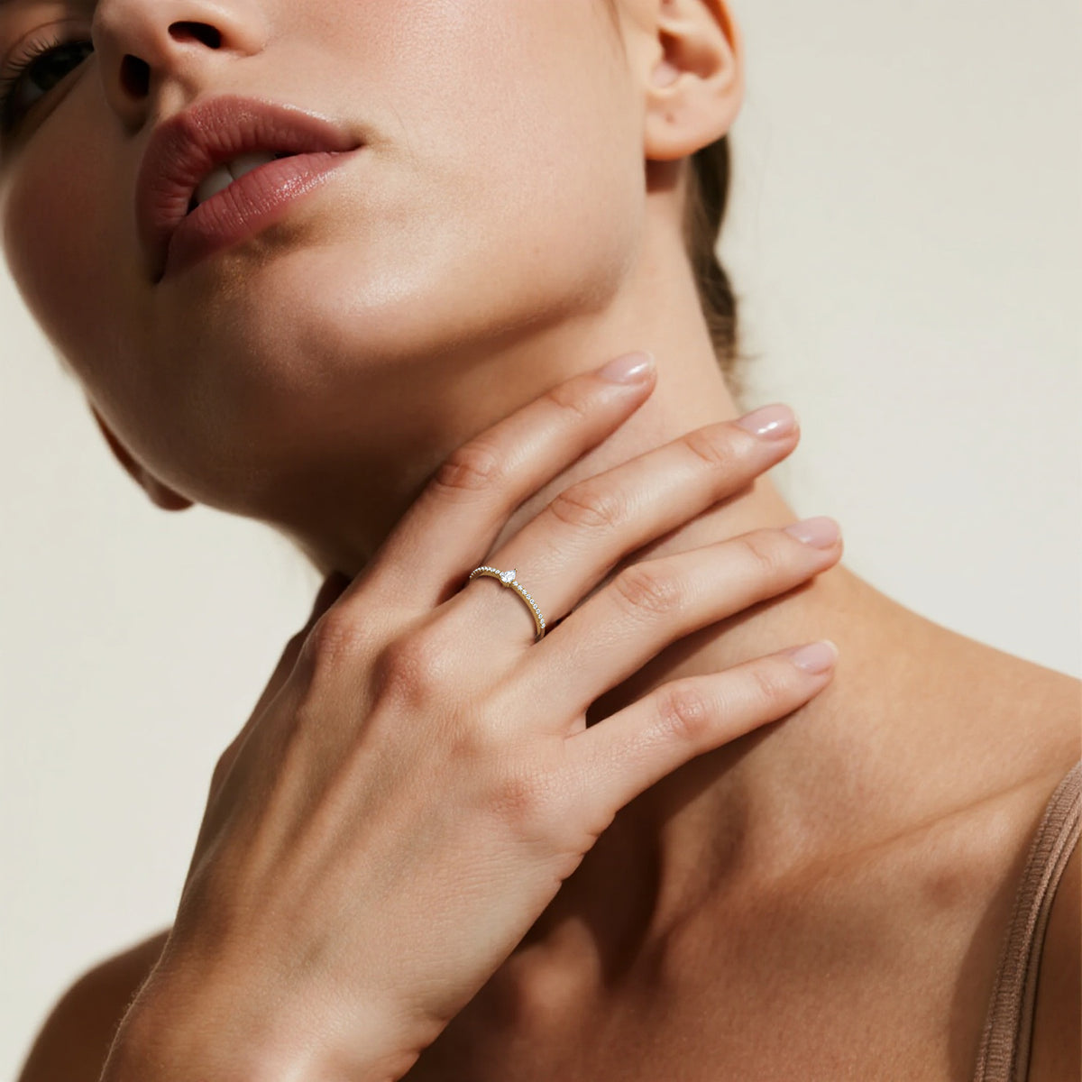 Petite Pear Lab Diamond Pavé Ring in 14K Gold/Platinum - Rings