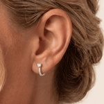 Heart Lab Diamond Half Hoop Earrings in 14K Solid Gold/Platinum - Earrings
