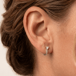Heart Lab Diamond Half Hoop Earrings in 14K Solid Gold/Platinum - Earrings