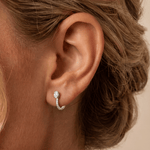 Oval Lab Diamond Half Hoop Earrings in 14K Solid Gold/Platinum - Earrings