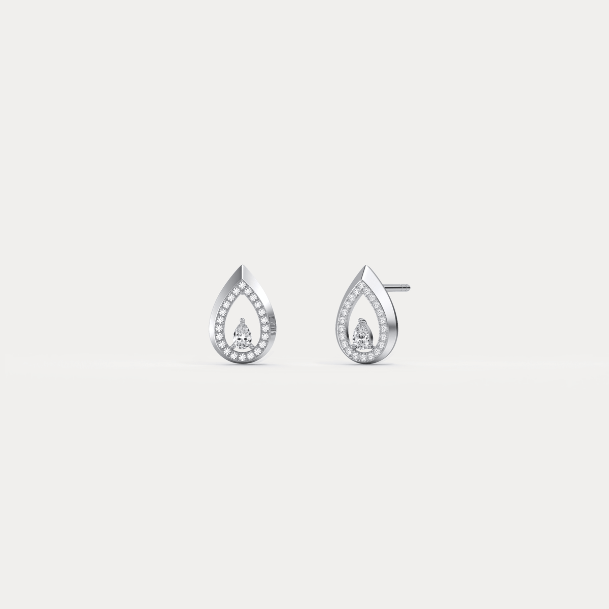 Pavé Teardrop Lab - Grown Diamond Stud Earrings in 14K Gold/Platinum - Earrings