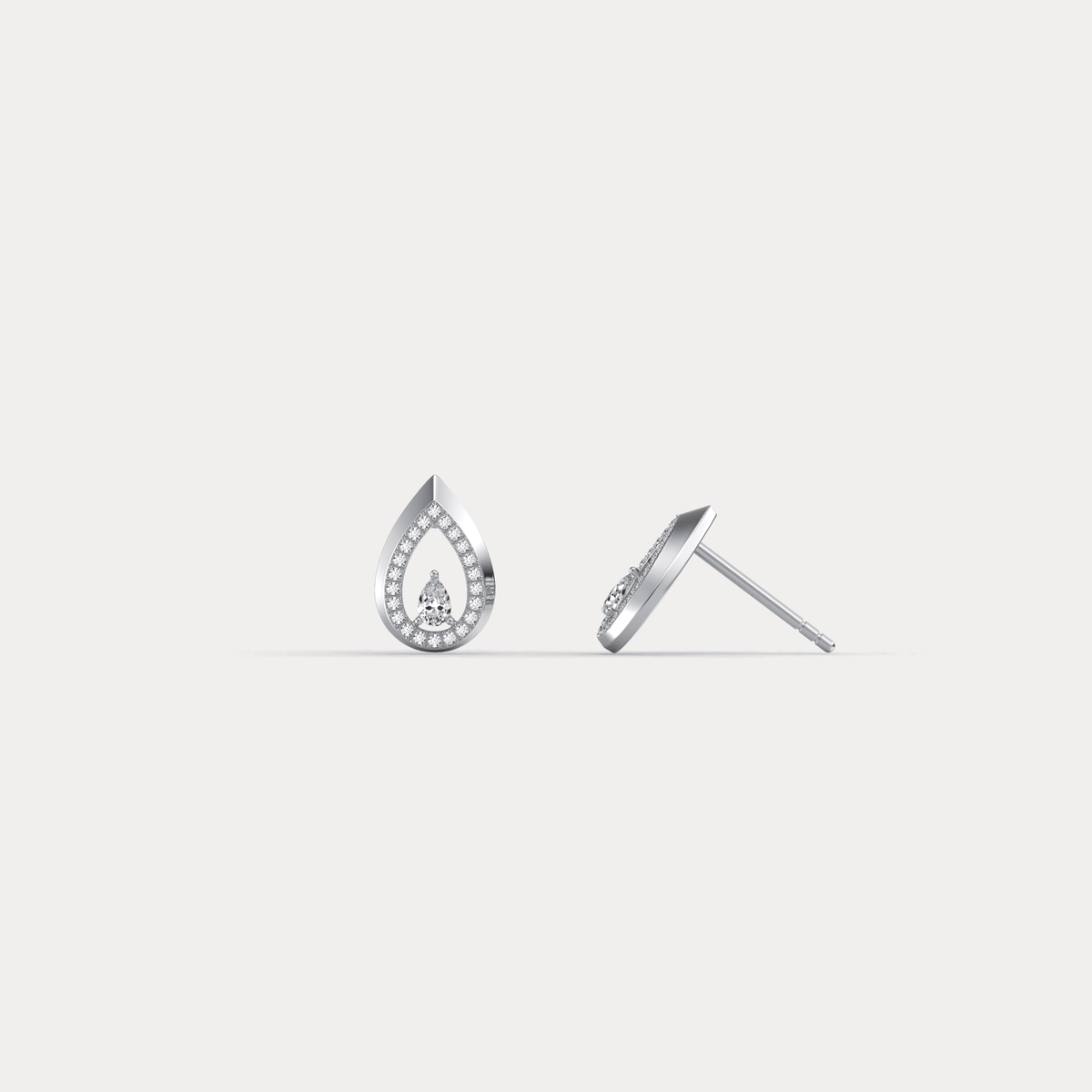 Pavé Teardrop Lab - Grown Diamond Stud Earrings in 14K Gold/Platinum - Earrings