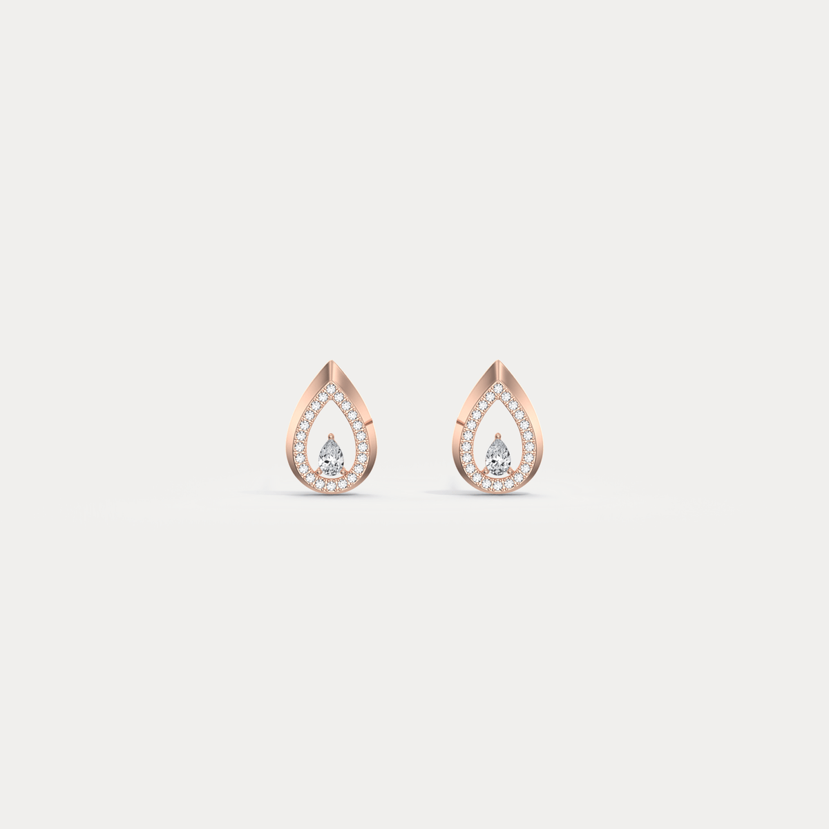 Pavé Teardrop Lab - Grown Diamond Stud Earrings in 14K Gold/Platinum - Earrings