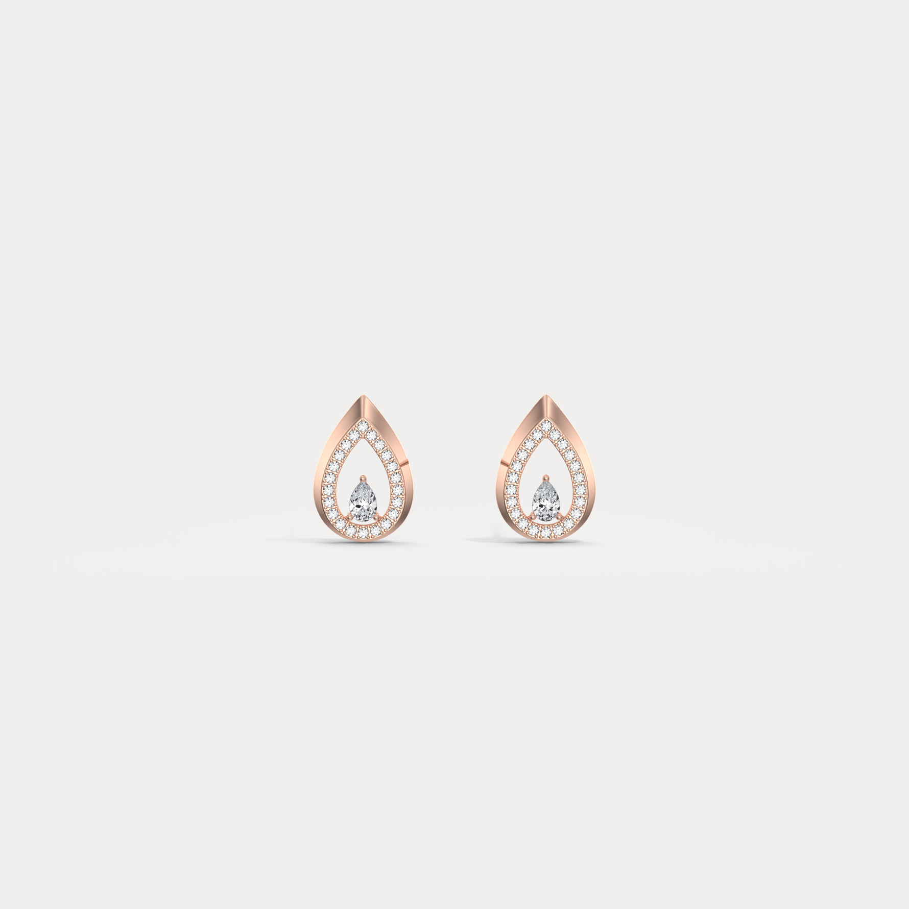 Pavé Teardrop Lab - Grown Diamond Stud Earrings in 14K Gold/Platinum - Earrings