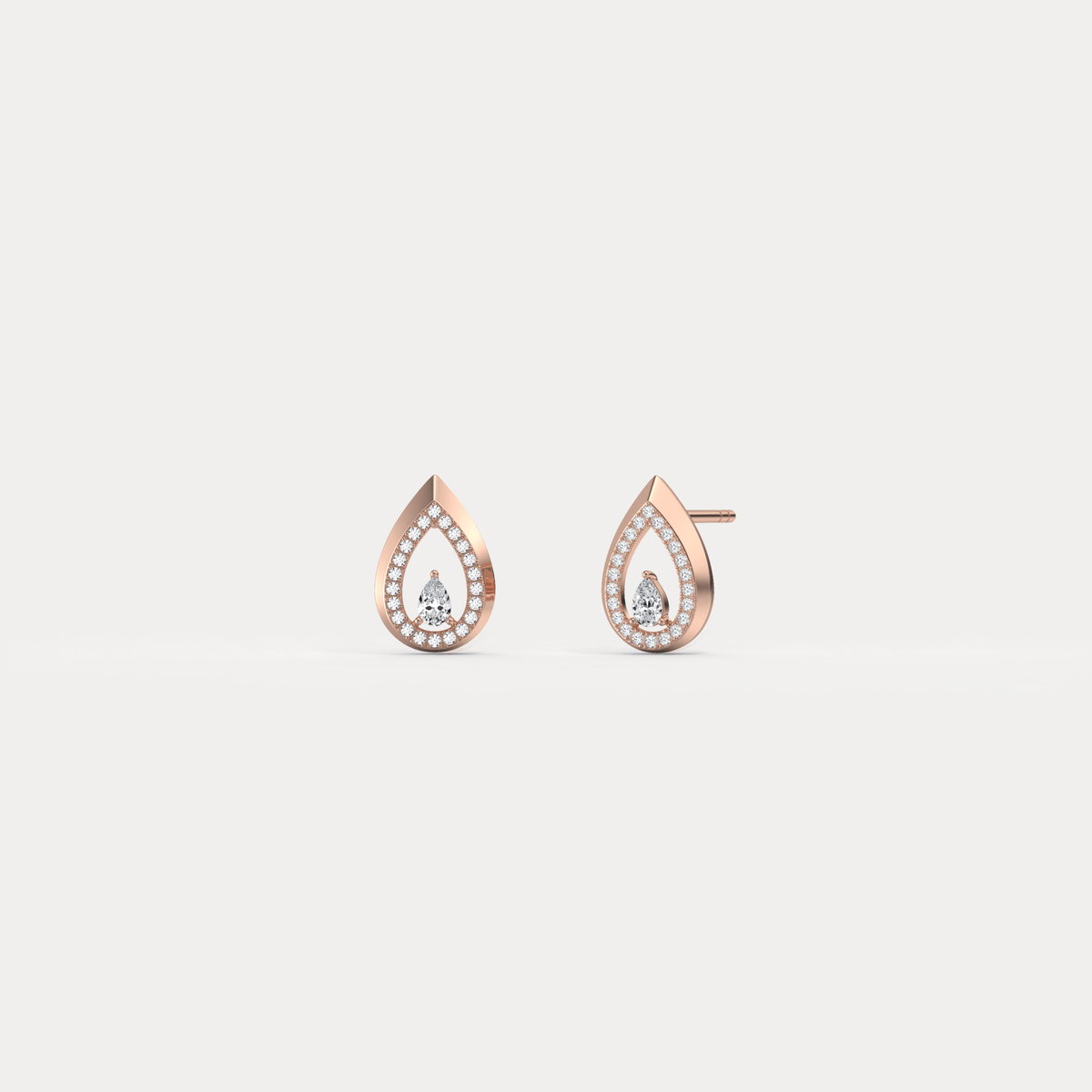 Pavé Teardrop Lab - Grown Diamond Stud Earrings in 14K Gold/Platinum - Earrings