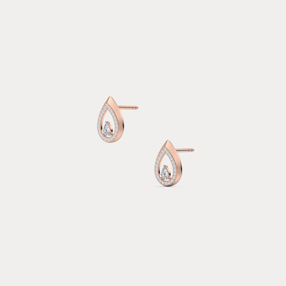 Pavé Teardrop Lab - Grown Diamond Stud Earrings in 14K Gold/Platinum - Earrings