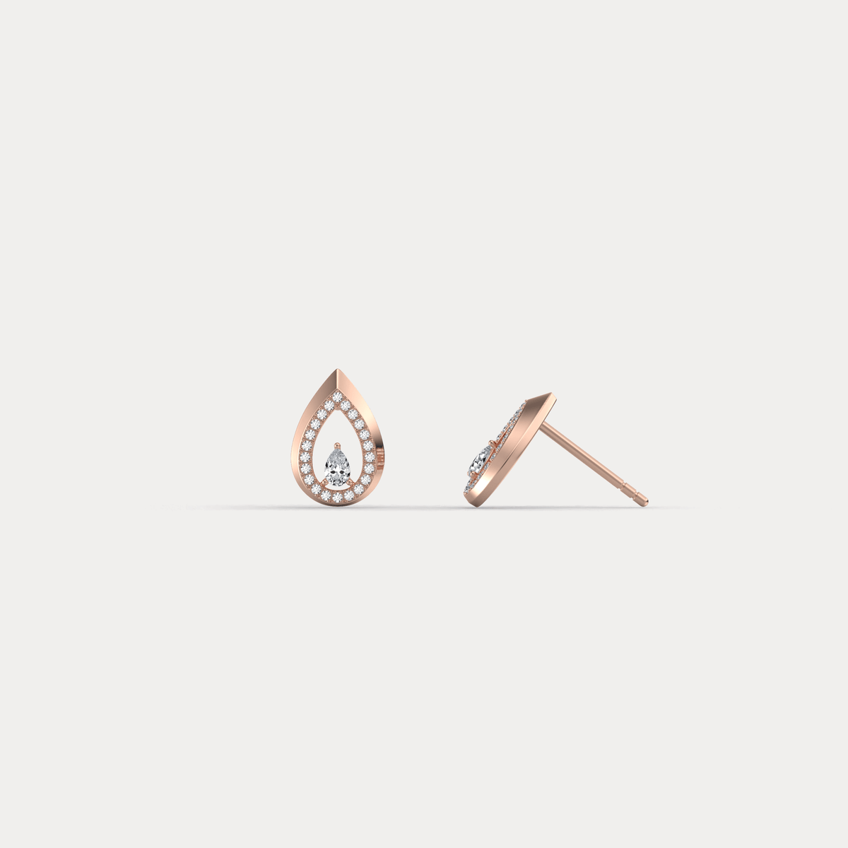 Pavé Teardrop Lab - Grown Diamond Stud Earrings in 14K Gold/Platinum - Earrings