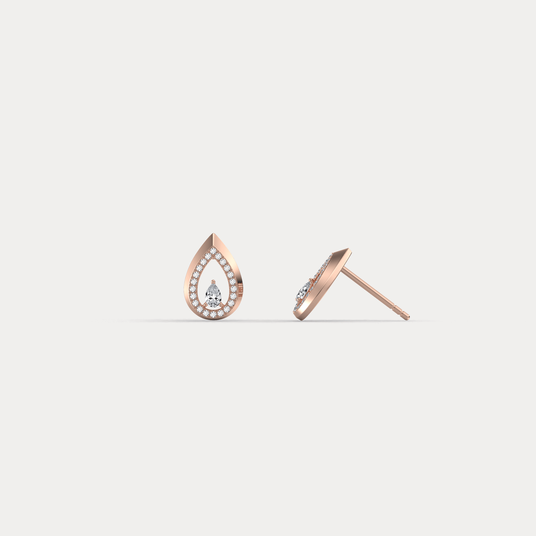 Pavé Teardrop Lab - Grown Diamond Stud Earrings in 14K Gold/Platinum - Earrings