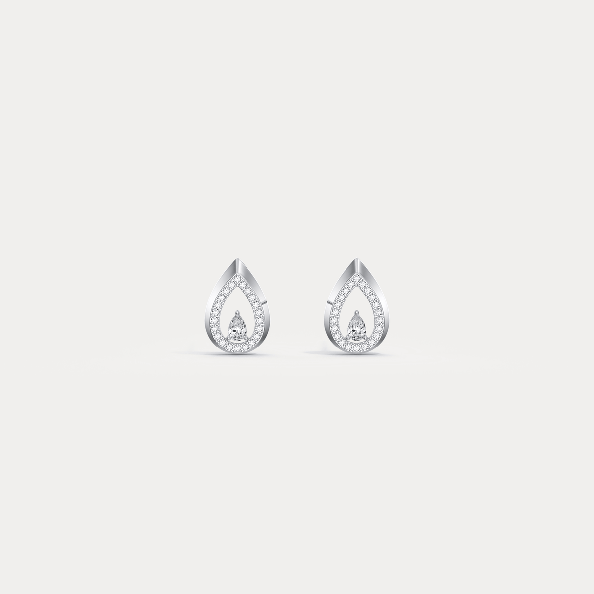 Pavé Teardrop Lab - Grown Diamond Stud Earrings in 14K Gold/Platinum - Earrings