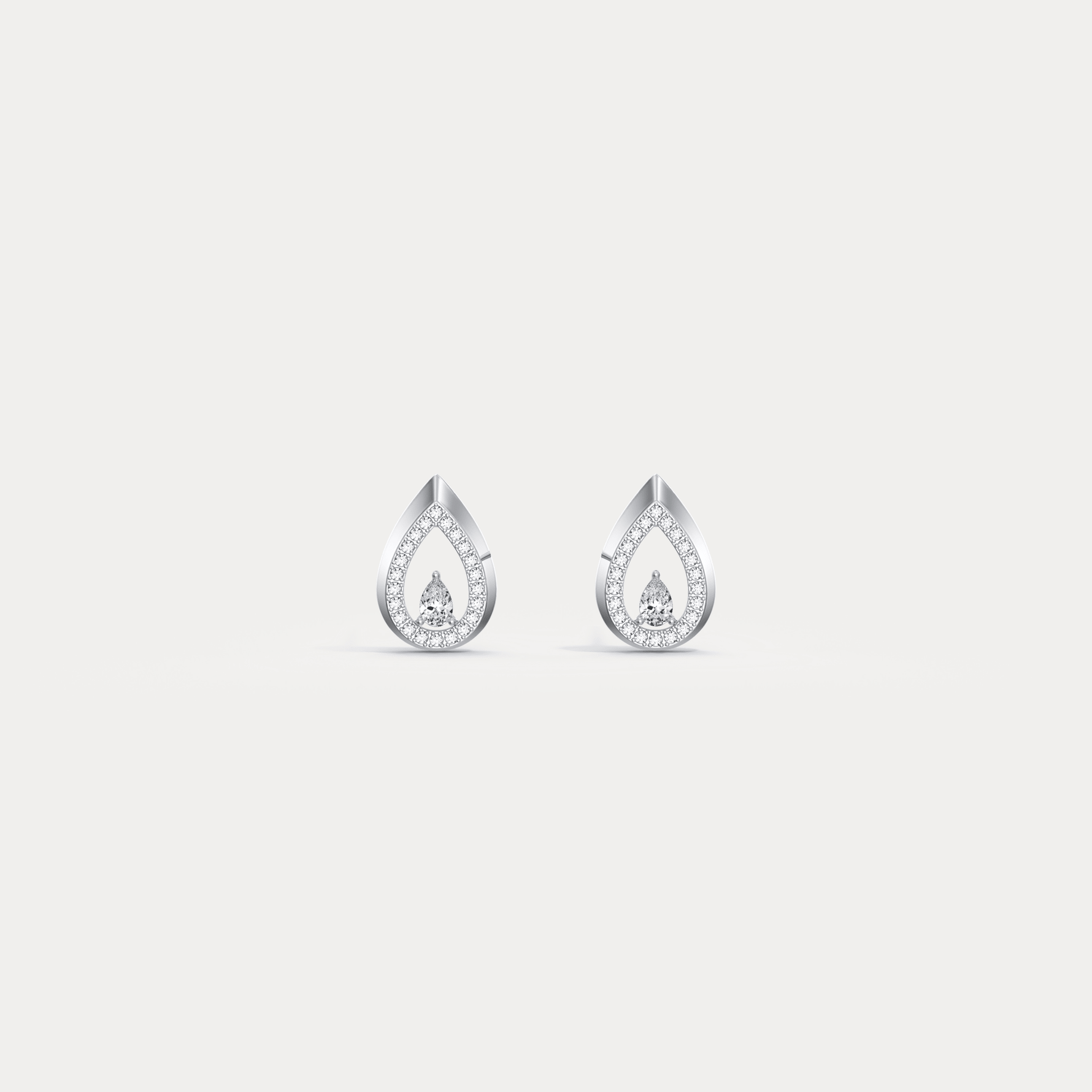 Pavé Teardrop Lab - Grown Diamond Stud Earrings in 14K Gold/Platinum - Earrings