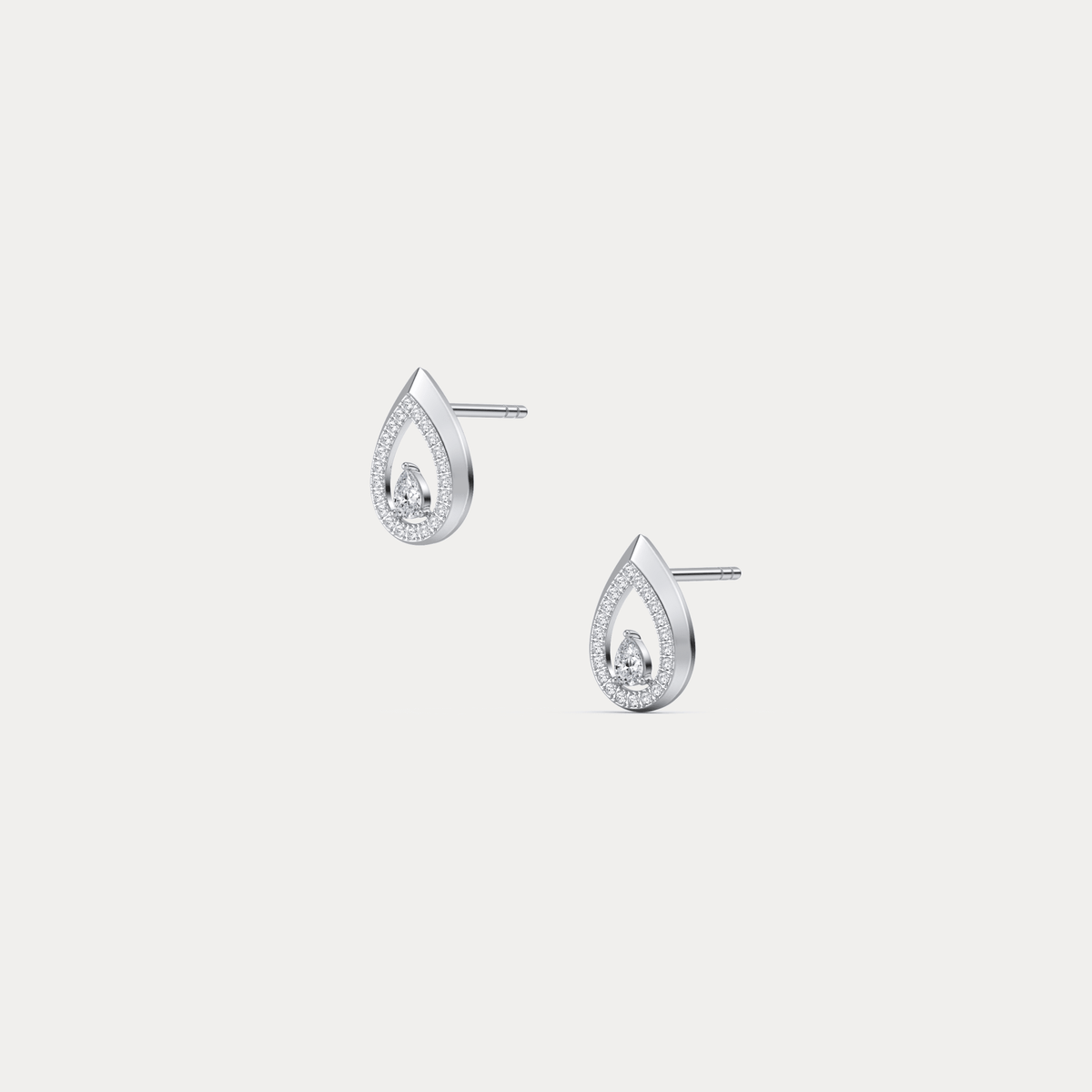 Pavé Teardrop Lab - Grown Diamond Stud Earrings in 14K Gold/Platinum - Earrings