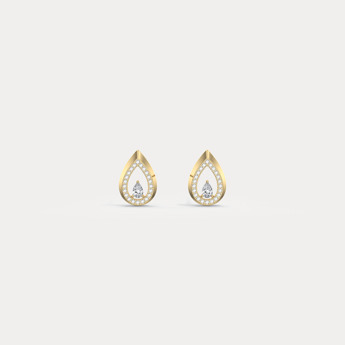Pavé Teardrop Lab - Grown Diamond Stud Earrings in 14K Gold/Platinum - Earrings