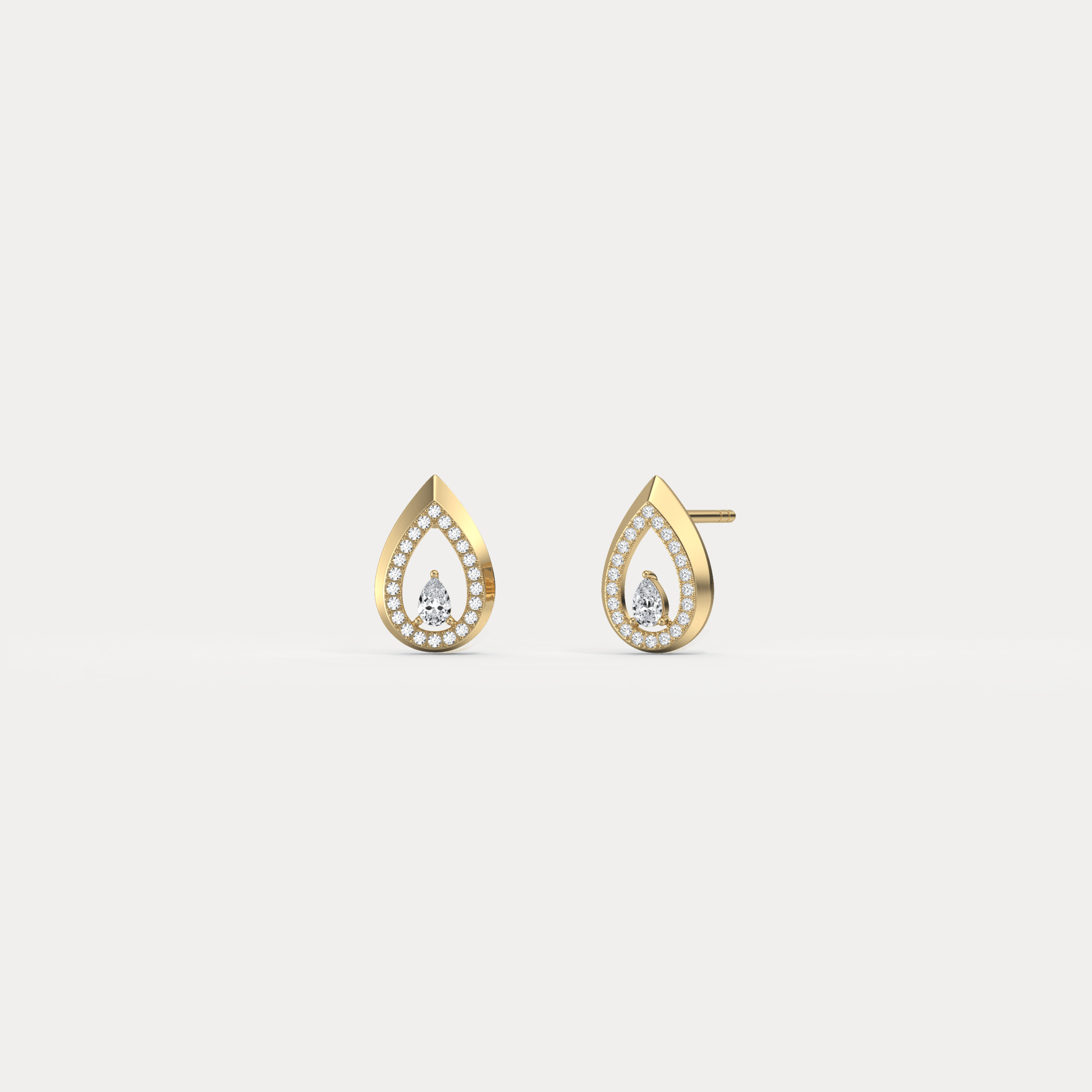 Pavé Teardrop Lab - Grown Diamond Stud Earrings in 14K Gold/Platinum - Earrings