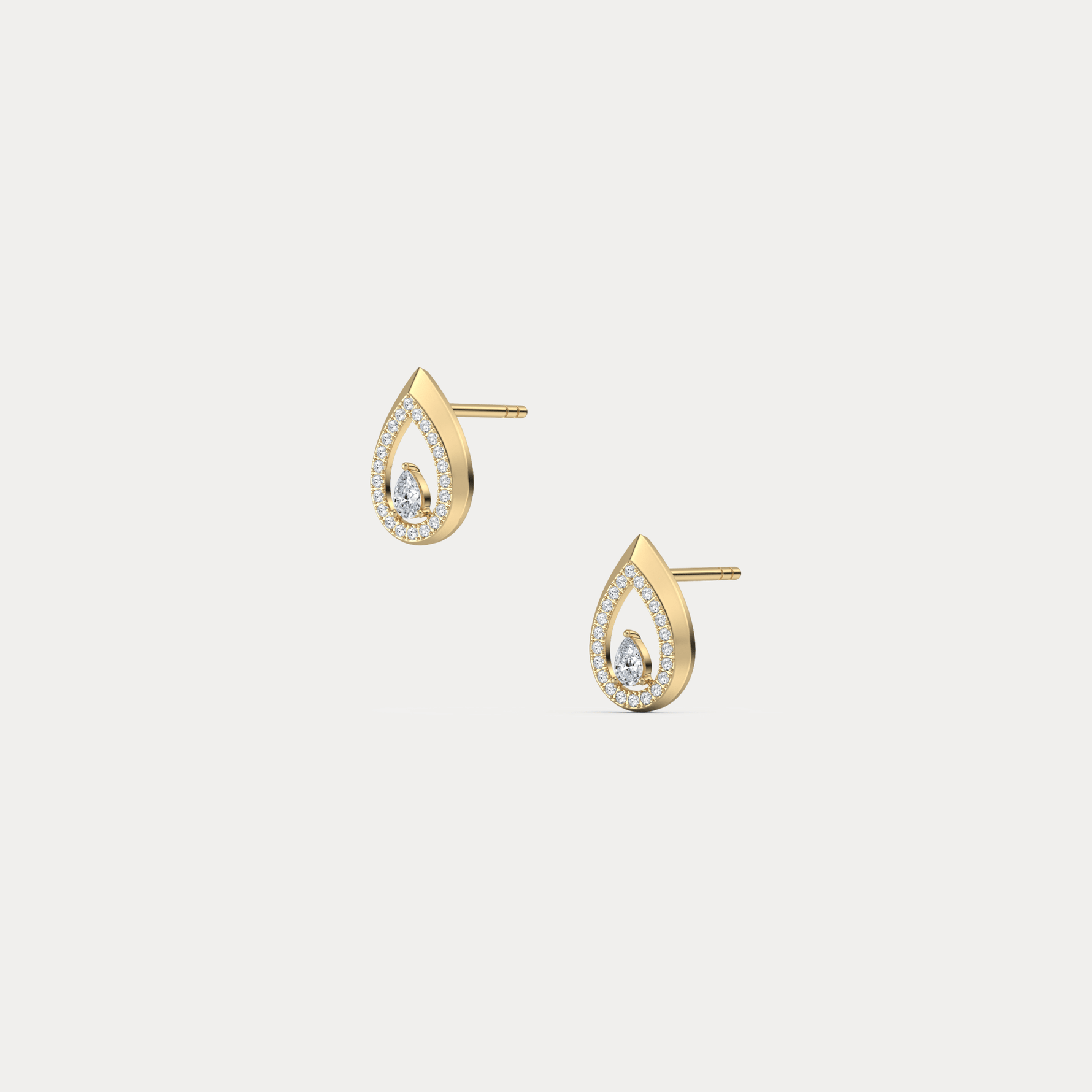 Pavé Teardrop Lab - Grown Diamond Stud Earrings in 14K Gold/Platinum - Earrings