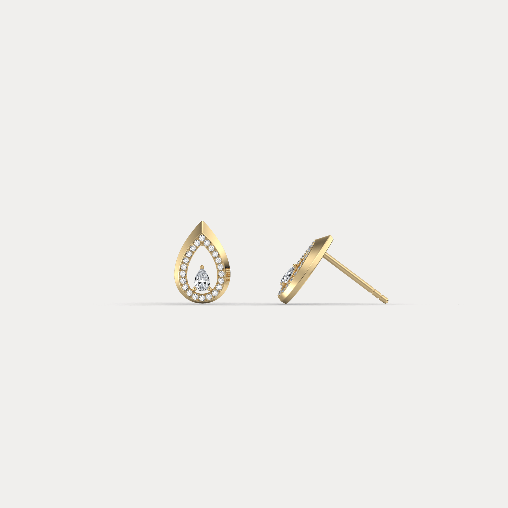 Pavé Teardrop Lab - Grown Diamond Stud Earrings in 14K Gold/Platinum - Earrings