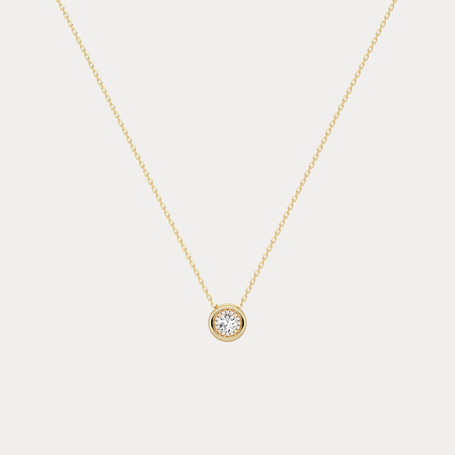 Lab-Grown Diamond Pendant Necklace with Pavé Halo - Necklaces