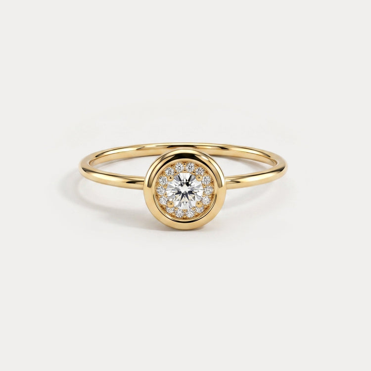 Petite Lab-Grown Diamond Pavé Halo Ring - Rings