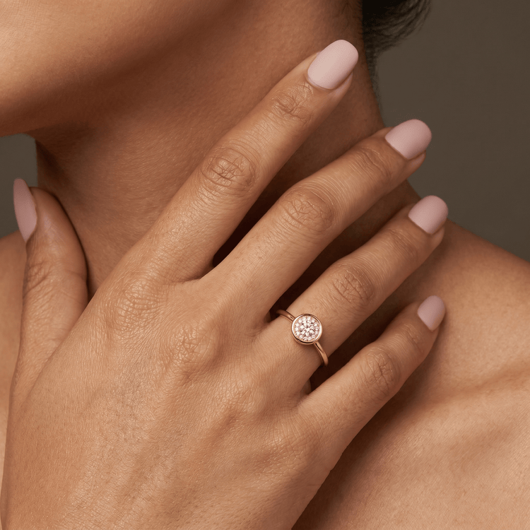 Petite Lab-Grown Diamond Pavé Halo Ring - Rings