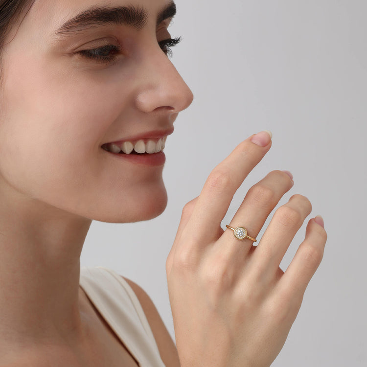 Petite Lab-Grown Diamond Pavé Halo Ring - Rings