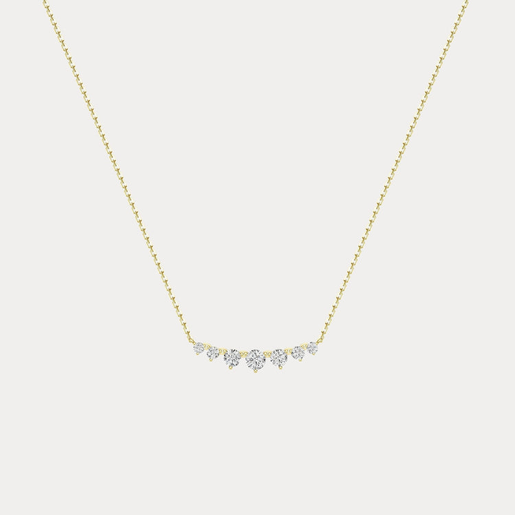 Lab-Grown Diamond Cluster Bar Necklace in 14K Solid Gold / Platinum - Necklaces