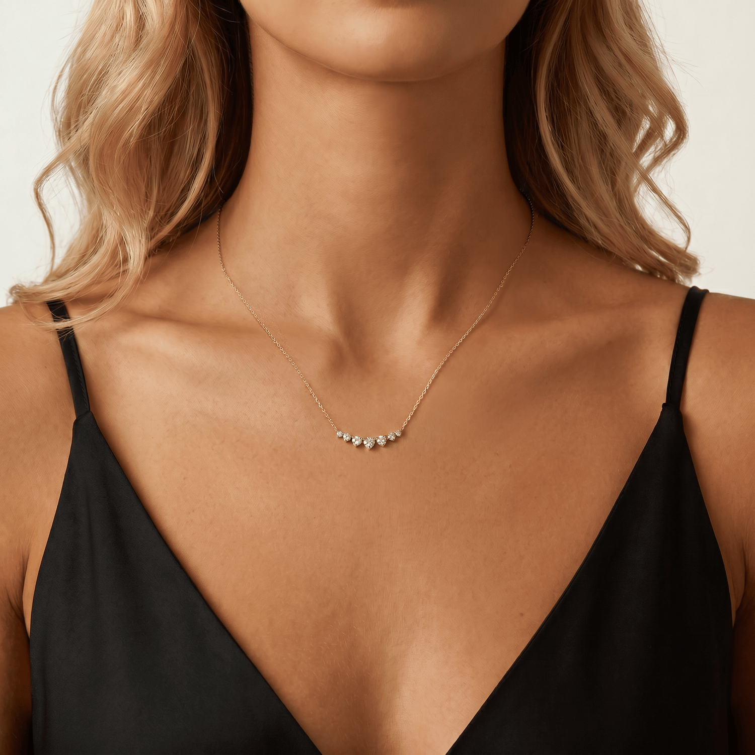 Lab-Grown Diamond Cluster Bar Necklace in 14K Solid Gold / Platinum - Necklaces