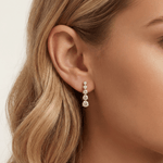 14K Solid Gold Round Dangle Earring With Lab - Grown Diamond - 