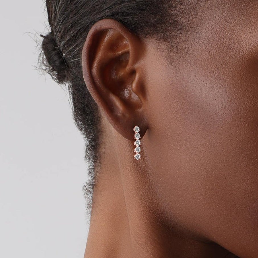 14K Gold Dangle Stud Earring With Lab Diamond - 