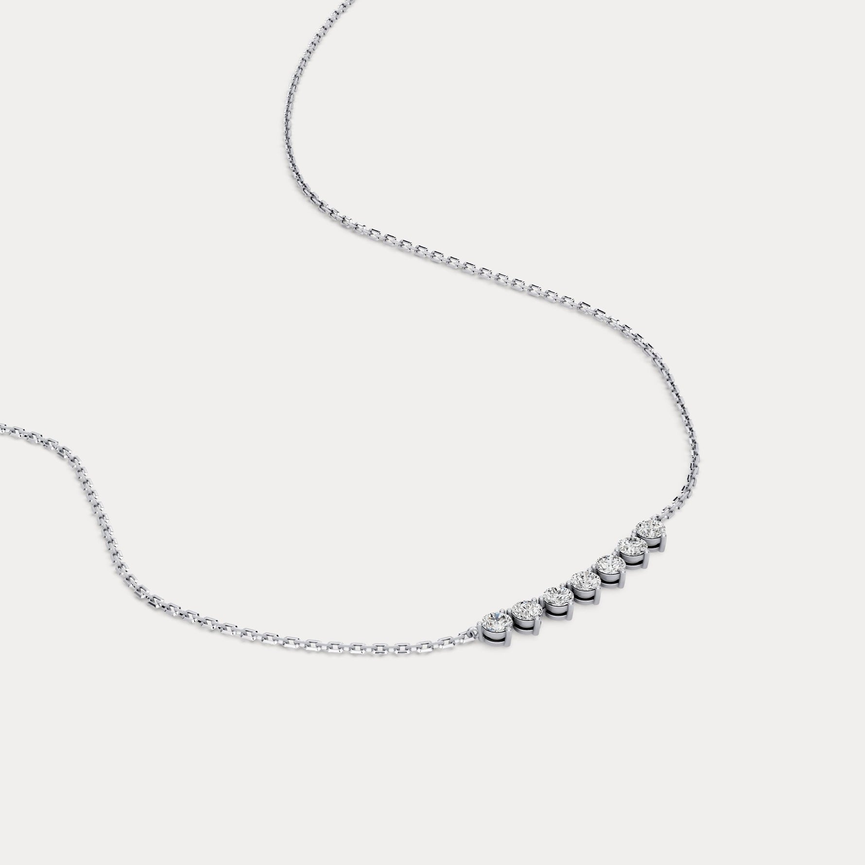 Seven - Stone Round Lab - Grown Diamond Bar Necklace in 14K Gold/Platinum - Necklaces
