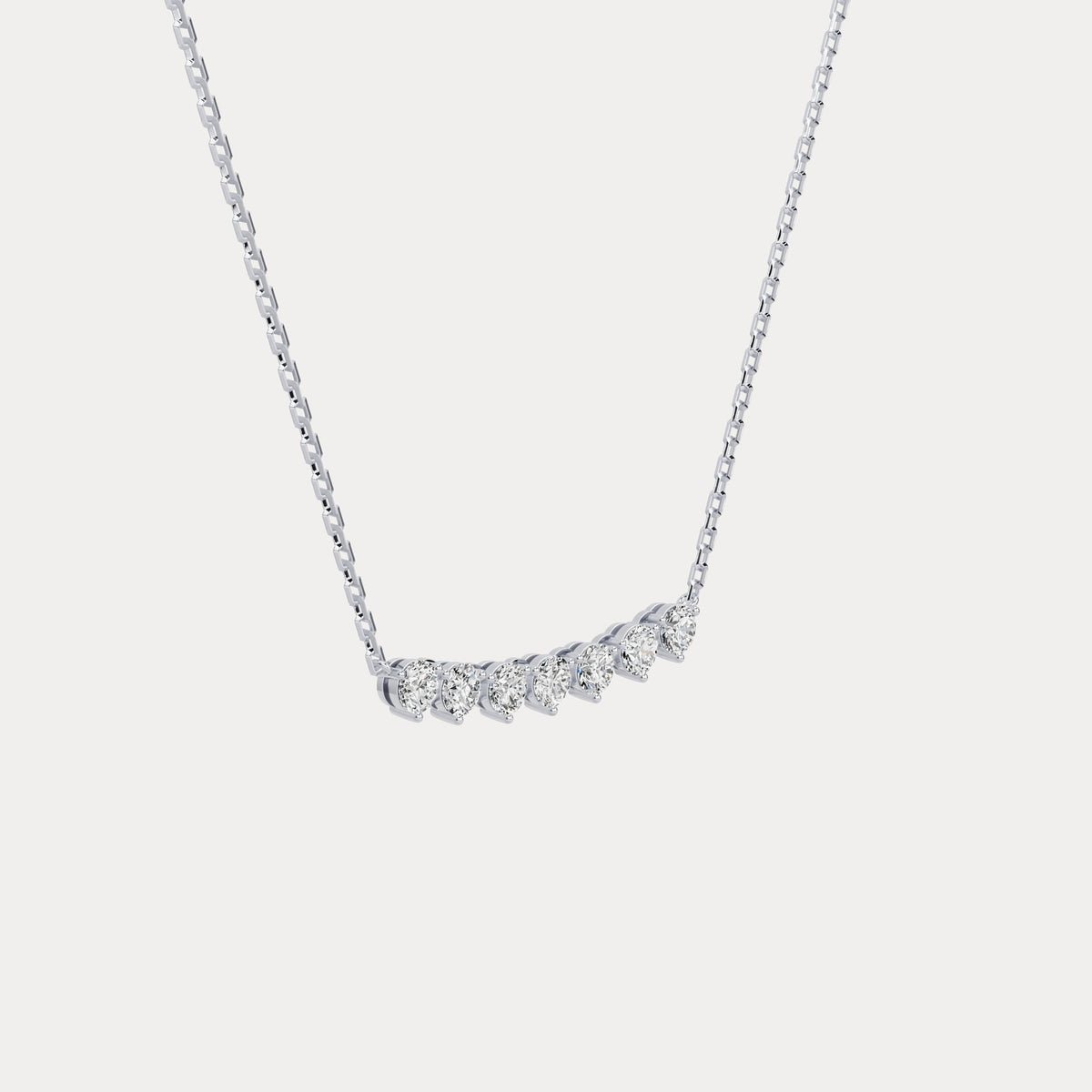 Seven - Stone Round Lab - Grown Diamond Bar Necklace in 14K Gold/Platinum - Necklaces